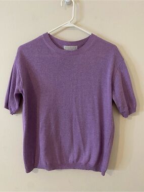 Bianco & Blu Italy Lavender Short-Sleeve Cashmere Wool viscose Blend Sweater top